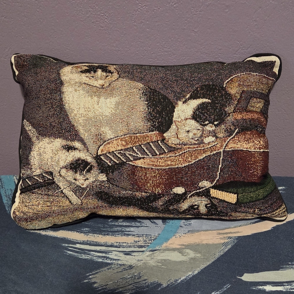 Naughty Kittens Tapestry Throw Pillow
